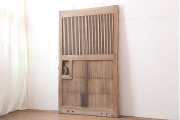 アンティーク建具　和製アンティーク　明治期　総ケヤキ材　存在感たっぷりの蔵戸(玄関戸、引き戸、建具)(R-044869)