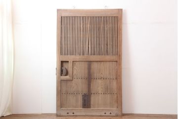 アンティーク建具　和製アンティーク　明治期　総ケヤキ材　存在感たっぷりの蔵戸(玄関戸、引き戸、建具)(R-044869)