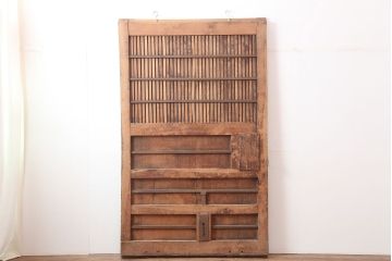 アンティーク建具　和製アンティーク　明治期　総ケヤキ材　存在感たっぷりの蔵戸(玄関戸、引き戸、建具)(R-044869)