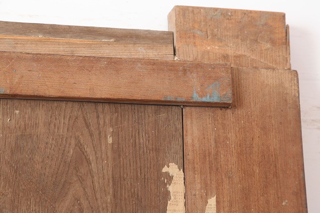 アンティーク建具　和製アンティーク　明治～大正期　総ケヤキ材　木目が味わい深い蔵戸　(R-044870)