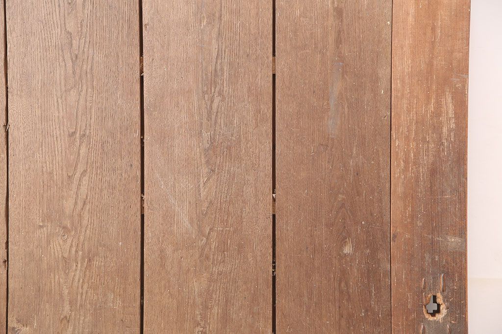 アンティーク建具　和製アンティーク　明治～大正期　総ケヤキ材　木目が味わい深い蔵戸　(R-044870)