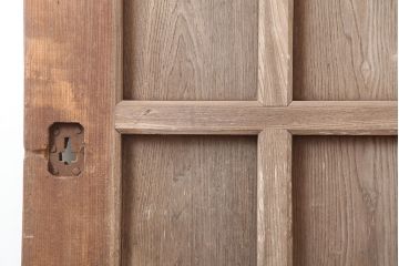 アンティーク建具　和製アンティーク　明治大正期　総ケヤキ材　木目が味わい深い蔵戸(きつね格子、狐格子、玄関戸、引き戸、建具、格子戸、マス目、升目)(R-044870)