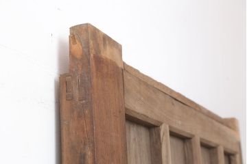 アンティーク建具　和製アンティーク　明治大正期　総ケヤキ材　木目が味わい深い蔵戸(きつね格子、狐格子、玄関戸、引き戸、建具、格子戸、マス目、升目)(R-044870)