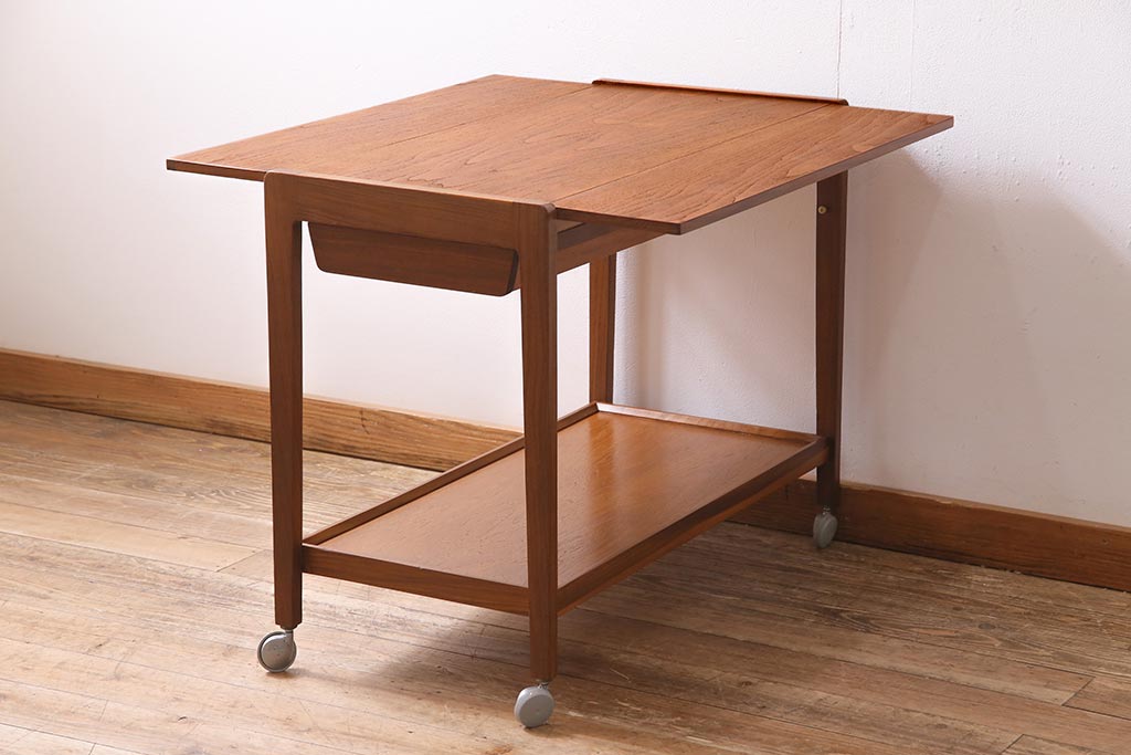 北欧ヴィンテージ　チーク材　キッチンワゴン　カトラリー収納　サイドテーブル 楽天市場】ソーイングテーブル チーク材 北欧家具ビンテージ
