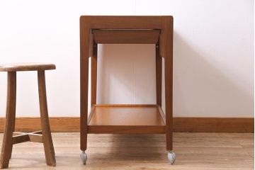 ヴィンテージ家具　北欧ビンテージ　チーク材　引き出し付きのバタフライトロリー(キッチンワゴン、サイドテーブル)(R-044878)