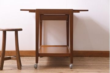 ヴィンテージ家具　北欧ビンテージ　チーク材　引き出し付きのバタフライトロリー(キッチンワゴン、サイドテーブル)(R-044878)