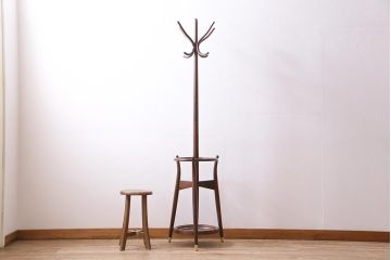 ビンテージ家具　秋田木工　曲げ木　品のある傘立て付きポールハンガー(帽子掛け)(R-044879)
