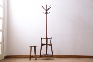 ビンテージ家具　秋田木工　曲げ木　品のある傘立て付きポールハンガー(帽子掛け)(R-044879)