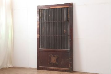アンティーク建具　明治期　総ケヤキ材　味わい深い雰囲気たっぷりの格子蔵戸(玄関戸、格子戸、引き戸、建具)(R-044888)