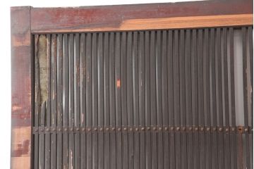 アンティーク建具　明治期　総ケヤキ材　味わい深い雰囲気たっぷりの格子蔵戸(玄関戸、格子戸、引き戸、建具)(R-044888)