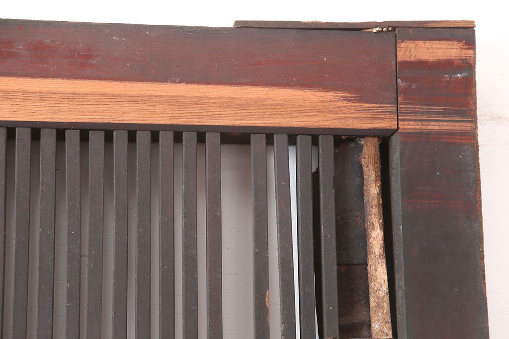 アンティーク建具　明治期　総ケヤキ材　味わい深い雰囲気たっぷりの格子蔵戸(玄関戸、格子戸、引き戸、建具)(R-044888)