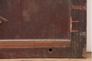 アンティーク建具　明治期　総ケヤキ材　味わい深い雰囲気たっぷりの格子蔵戸(玄関戸、格子戸、引き戸、建具)(R-044888)