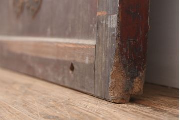 アンティーク建具　明治期　総ケヤキ材　味わい深い雰囲気たっぷりの格子蔵戸(玄関戸、格子戸、引き戸、建具)(R-044888)