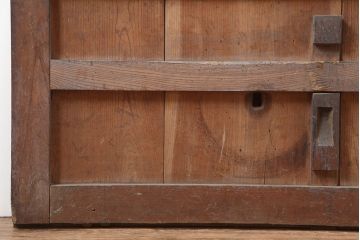 アンティーク建具　明治期　総ケヤキ材　味わい深い雰囲気たっぷりの格子蔵戸(玄関戸、格子戸、引き戸、建具)(R-044888)