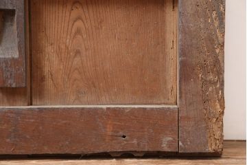 アンティーク建具　明治期　総ケヤキ材　味わい深い雰囲気たっぷりの格子蔵戸(玄関戸、格子戸、引き戸、建具)(R-044888)