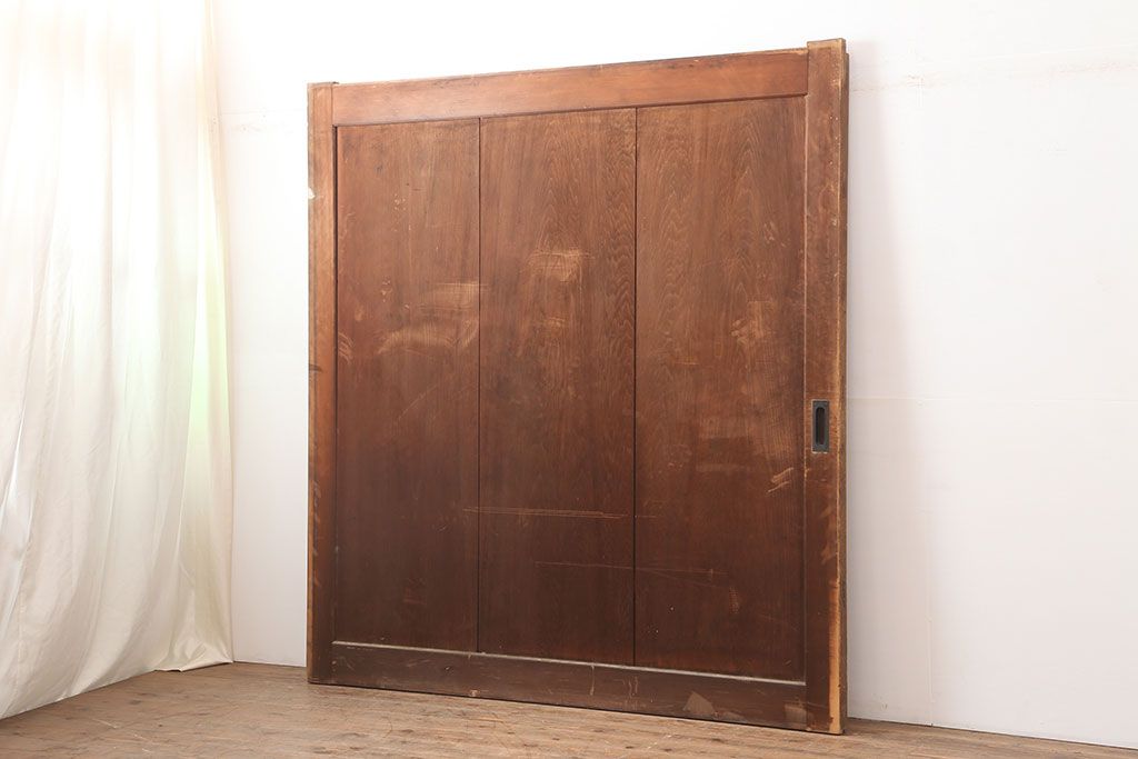 アンティーク建具　大正期　総ヒノキ材　すっきりとした佇まいの蔵戸(玄関戸、板戸、引き戸、建具)(R-044889)