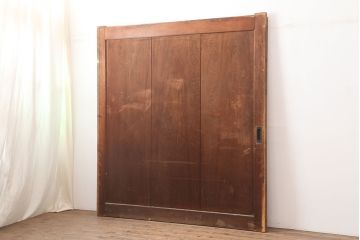アンティーク建具　大正期　総ヒノキ材　すっきりとした佇まいの蔵戸(玄関戸、板戸、引き戸、建具)(R-044889)