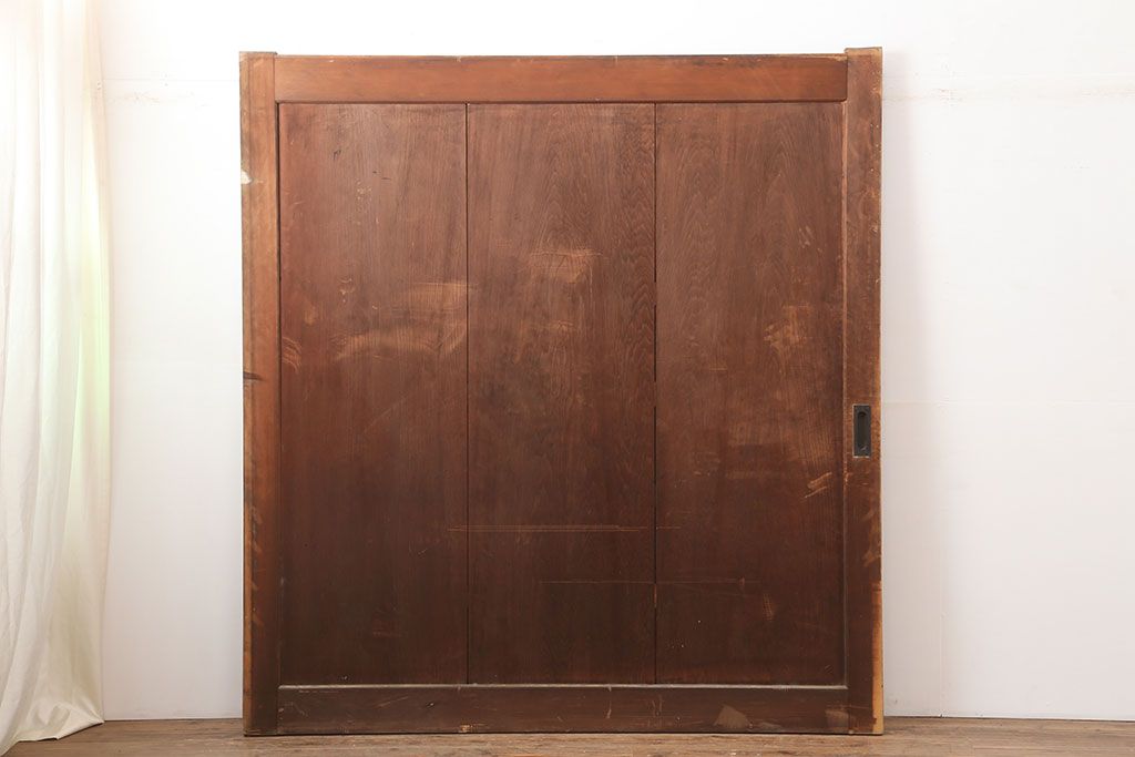 アンティーク建具　大正期　総ヒノキ材　すっきりとした佇まいの蔵戸(玄関戸、板戸、引き戸、建具)(R-044889)