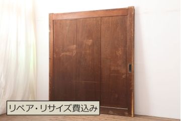 アンティーク建具　大正期　総ヒノキ材　すっきりとした佇まいの蔵戸(玄関戸、板戸、引き戸、建具)(R-044889)