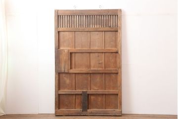 アンティーク建具　明治大正期　ヒノキ材　味わい深さが魅力の蔵戸(玄関戸、引き戸)(R-044892)