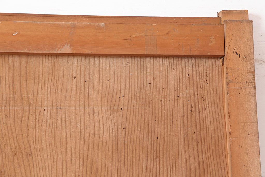 アンティーク建具　明治大正期　総ヒノキ材　亀甲金網　和の風情溢れる格子蔵戸(玄関戸、引き戸、建具)(R-044893)