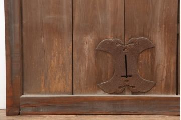 アンティーク建具　明治大正期　ヒノキ材の質感が情緒あふれる蔵戸(玄関戸、引き戸、建具)(R-044894)