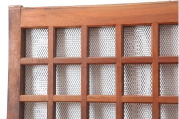 アンティーク建具　明治大正期　総ケヤキ材　重厚な和空間を演出する格子蔵戸(きつね格子、狐格子、建具、玄関戸、格子戸、マス目、升目)(R-044897)