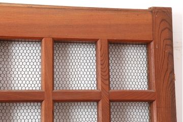 アンティーク建具　明治大正期　総ケヤキ材　重厚な和空間を演出する格子蔵戸(きつね格子、狐格子、建具、玄関戸、格子戸、マス目、升目)(R-044897)