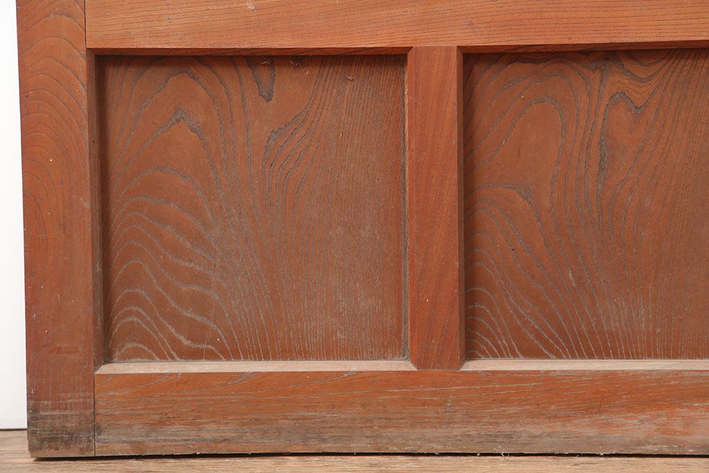 アンティーク建具　明治大正期　総ケヤキ材　重厚な和空間を演出する格子蔵戸(きつね格子、狐格子、建具、玄関戸、格子戸、マス目、升目)(R-044897)