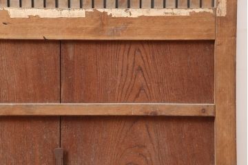 アンティーク建具　大正昭和初期　ヒノキ材　升目格子が目を惹く蔵戸(玄関戸、引き戸、建具)(R-044898)