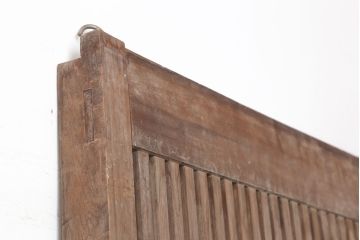 アンティーク建具　明治大正期　ヒノキ材の質感が味わい深い格子蔵戸(玄関戸、引き戸、建具)(R-044899)