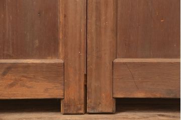 アンティーク建具　ヒノキ材　昭和初期　味わいのある風合いの門扉一対(蔵戸、建具、玄関戸)(R-044900)