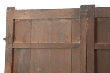 アンティーク建具　ヒノキ材　昭和初期　味わいのある風合いの門扉一対(蔵戸、建具、玄関戸)(R-044900)