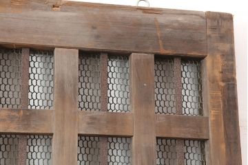 アンティーク建具　明治期　ヒノキ材製の古いくぐり戸(蔵戸、建具、玄関戸)(R-044901)