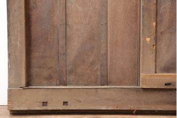 アンティーク建具　明治期　ヒノキ材製の古いくぐり戸(蔵戸、建具、玄関戸)(R-044901)