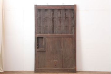アンティーク建具　明治～大正期　総ケヤキ材　重厚感漂う格子蔵戸　(R-044903)