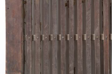 アンティーク建具　明治～大正期　総ケヤキ材　重厚感漂う格子蔵戸　(R-044903)