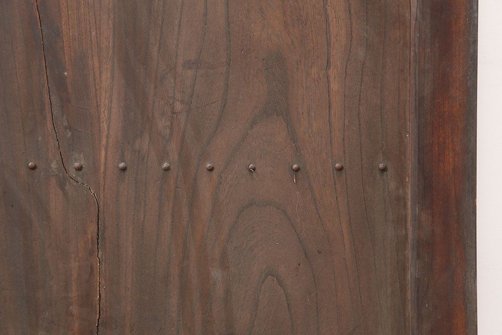 アンティーク建具　明治～大正期　総ケヤキ材　重厚感漂う格子蔵戸　(R-044903)