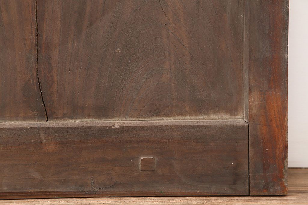 アンティーク建具　明治～大正期　総ケヤキ材　重厚感漂う格子蔵戸　(R-044903)