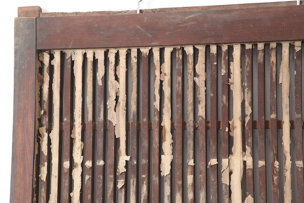 アンティーク建具　明治～大正期　総ケヤキ材　重厚感漂う格子蔵戸　(R-044903)