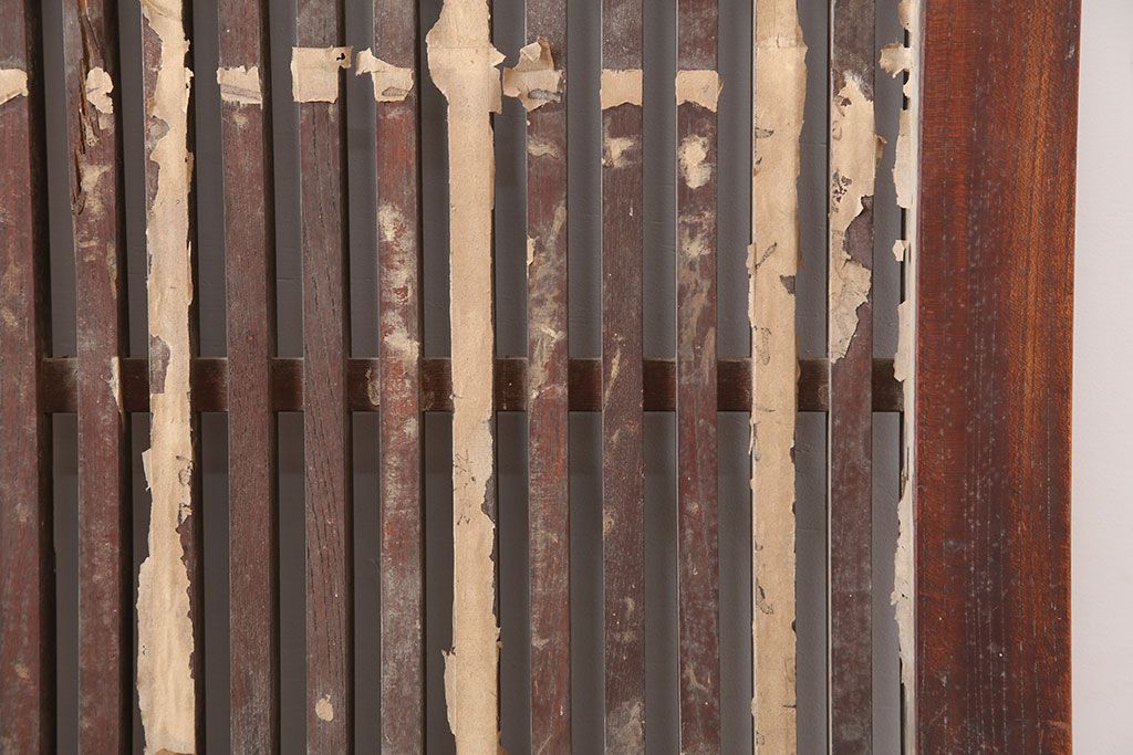 アンティーク建具　明治～大正期　総ケヤキ材　重厚感漂う格子蔵戸　(R-044903)