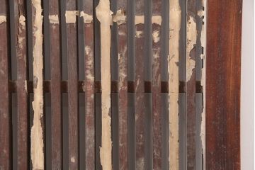 アンティーク建具　明治～大正期　総ケヤキ材　重厚感漂う格子蔵戸　(R-044903)