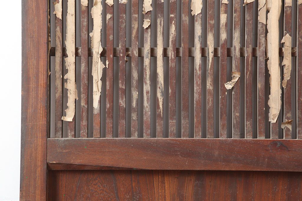 アンティーク建具　明治～大正期　総ケヤキ材　重厚感漂う格子蔵戸　(R-044903)