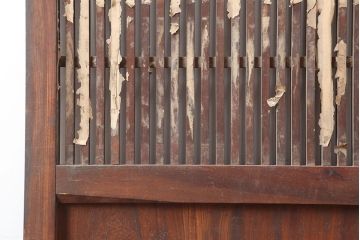 アンティーク建具　明治～大正期　総ケヤキ材　重厚感漂う格子蔵戸　(R-044903)