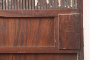 アンティーク建具　明治～大正期　総ケヤキ材　重厚感漂う格子蔵戸　(R-044903)