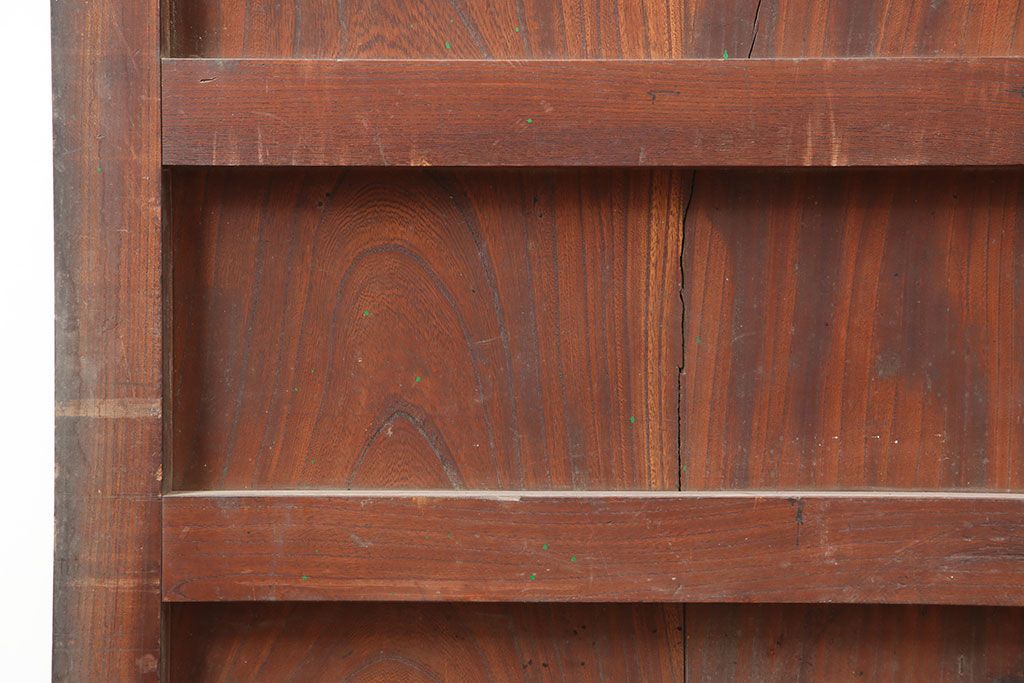 アンティーク建具　明治～大正期　総ケヤキ材　重厚感漂う格子蔵戸　(R-044903)