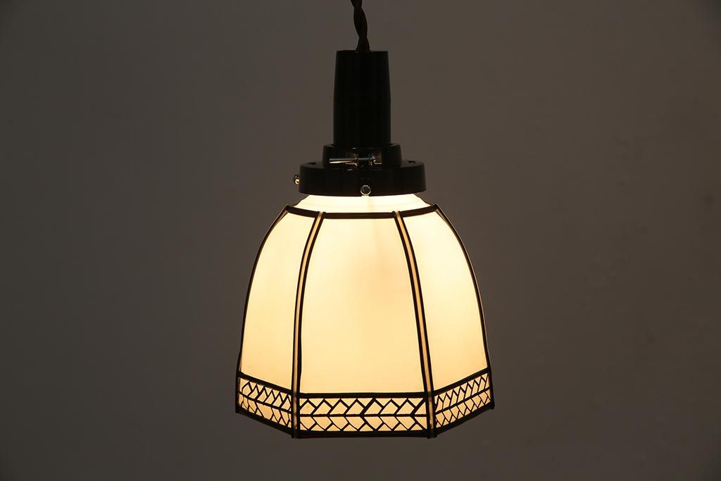 レトロ照明　セル巻　セルロイド装飾がおしゃれな和風ペンダントライト(天井照明、吊り下げ照明)(R-044906)