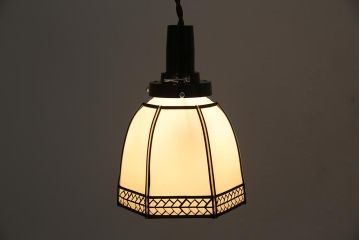 レトロ照明　セル巻　セルロイド装飾がおしゃれな和風ペンダントライト(天井照明、吊り下げ照明)(R-044906)