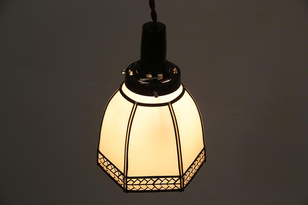 レトロ照明　セル巻　セルロイド装飾がおしゃれな和風ペンダントライト(天井照明、吊り下げ照明)(R-044906)