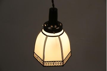 レトロ照明　セル巻　セルロイド装飾がおしゃれな和風ペンダントライト(天井照明、吊り下げ照明)(R-044906)